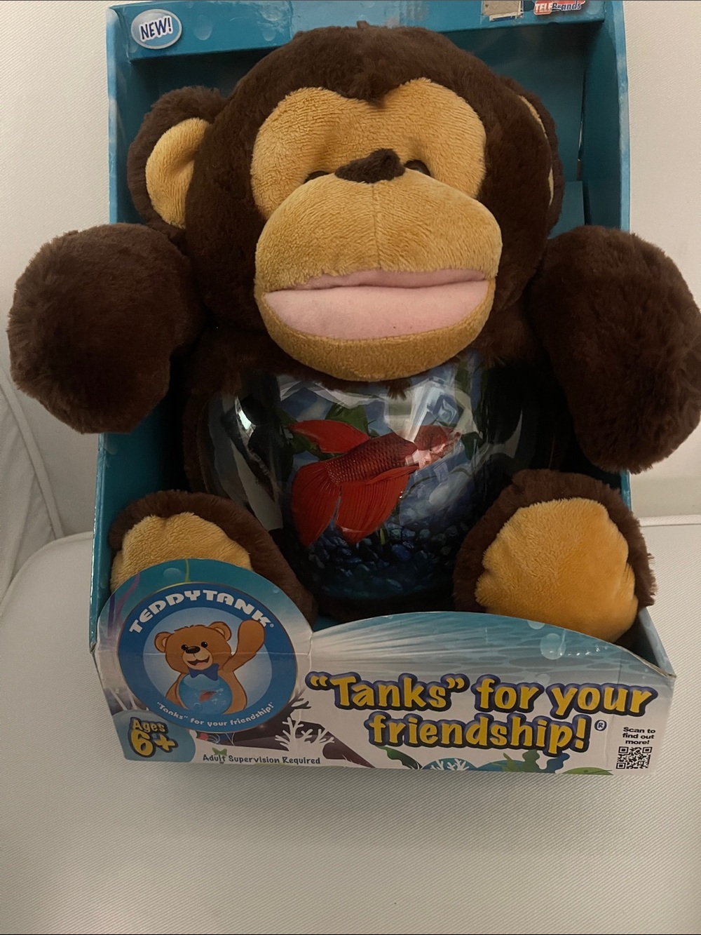 NWT Teddy Tank “Tanks” for your Friendship - Plush Monkey/Fish Tank or Storage